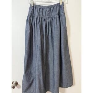 NWT UNIQLO Women's Dungarees Gathered Skirt - Blue - Size Small